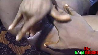 hairy ebony teen shows off fingering her wet pussy for me