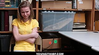 tiny blonde 18+ thief caught shoplifting fucks her way free with catarina petrov and wrex oliver