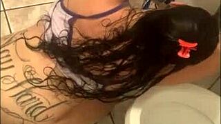 The pornstar asks, with my tattooed big ass and boobs, should i wash the bathroom solo during quarantine?