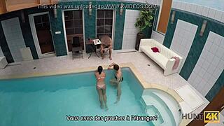 Hunt4k presents steamy sexual adventures in a private pool with European brunette