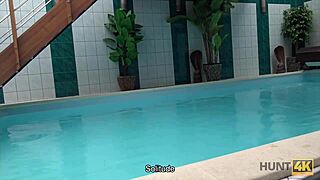 Hunt4k presents steamy sexual adventures in a private pool with European brunette
