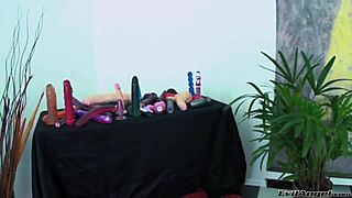 Brunette Deepthroats Fat Dildo Hard.