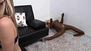 Khloe Kingsley rides big cock in cowgirl during interview