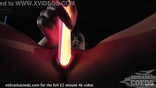 Hey, wanna see this hot teen open her pussy with glowsticks?