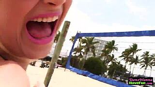 Real teen amateur gives intense blowjob at outdoor party in bikini