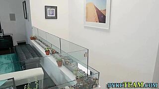 Cute teen gets banged by MILF with strapon