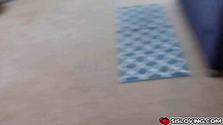 Stepbrother creams on his stepsister's perky tits after a deepthroat