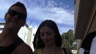 Hey, teen, suck and ride these two hard cocks with me now!