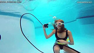 Stunning Brunette Babe Katya Nakolkina Dives into Tight Underwater Action.
