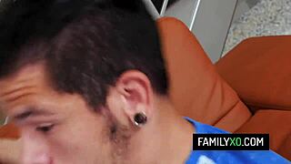 Bambino rides steprelative’s penis as a Latinx teen
