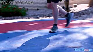 Personal cheerleader Aubree Valentine with Sam Shock in wild action. Curious how they score on the field?