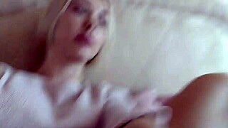 Pretty blonde teen playing her pussy