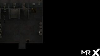 Mature woman in toilet during lust epidemic.