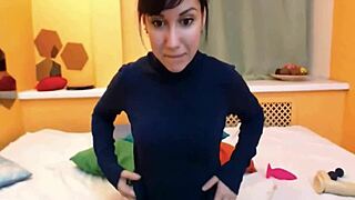 Cute tattooed teen relaxes with homemade webcam session