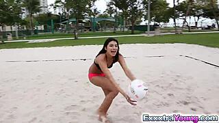 Teen 18+ Latina Miya Stone destroyed by huge monster cock in hardcore blowjob and facial