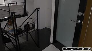 Step dad and family threesome with latina blowjob and cumshot