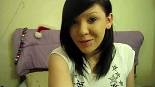 tiny red slut masturbates to orgasm using dildo on her vagina and ass