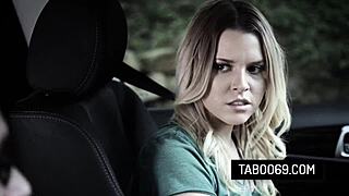 Blonde teen AUBREY SINCLAIR FUCKS driving instructor OUTDOORS in hardcore session