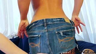 Two lovely brunette and redhead ladies enjoy intense fingering and scissoring before orgasming