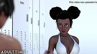 In this hentai, busty chick defeats rival then fucks her outdoors