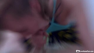 Short Haired College Student Babe Surprised Husband with Homemade POV Deepthroat Blowjob and Handjob
