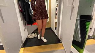 The Girl Worked Out The Purchase Right In The Locker Room Of The Shopping Center