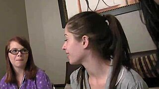 omg, i’m so shy... pajama party teen gettin pounded with strapon!