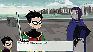 raven's masturbating in 18titans part 4, touching herself in the game