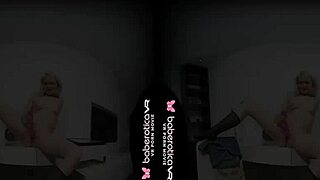 Solo blonde babe Maya Stone, umm, gets off in VR with vibrator... so hot!