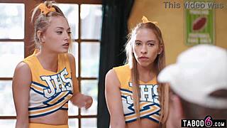 Cheerleaders let coach fuck their anal holes in uniform sex
