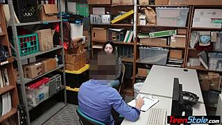 Lp officer bends over and fucks his curvy teen thief stepdaughter hard in the office