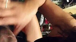 La teen 18+ Latina with tattoos takes a full load from big cock