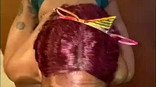 ebony teen takes big black cock deepthroat on sofa, fucking hard 😈