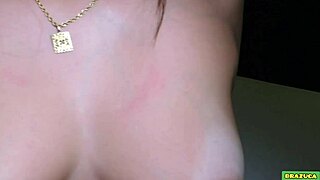Hot latina teen amateur with big natural tits getting fucked in the pole without condom, reaching orgasm