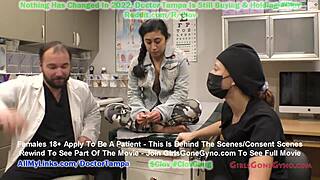 Jasmine Rose pees in cup during humiliating physical with Doctor Stacy Shepard at GirlsGoneGyno.