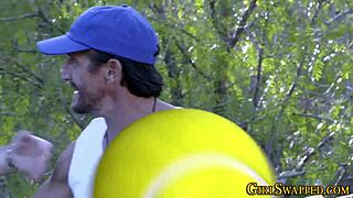 Stepteen Feels Intense Pleasure From Jizz Facial Outdoors