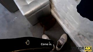 Tutor4k mature woman with short haircut gives muff to y man for sex.