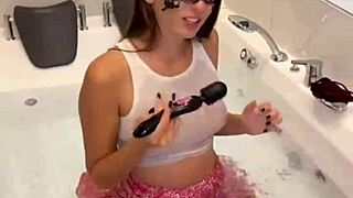 Wet Clothed Sex in Jacuzzi with Tall Brunette Teen