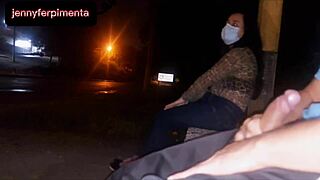 I seriously risk flashing my dick at this young brunette waiting for the bus on the street