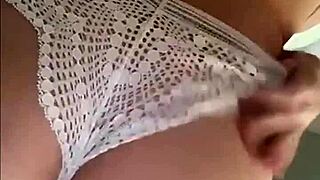 Blonde teen explores with transparent anal dildo