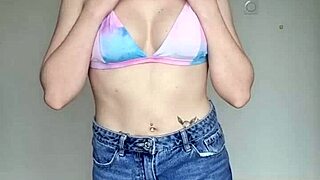 Beautiful Skinny Teen In Lingerie With Pierced Nipples