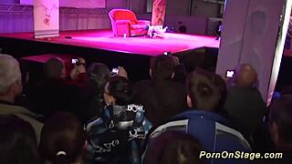 Real lesbian sex on public stage with ripped clothes