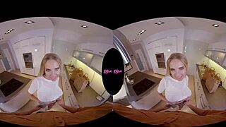 Big titty blonde teen gets smashed hard in kitchen vr scene.