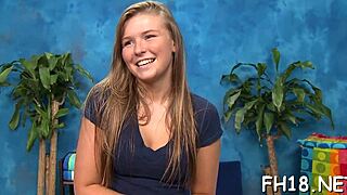 Hot 18+ girl sucked and fucked hard in nuru massage