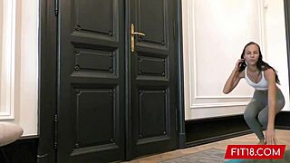 Skinny Cayenne Hot's First Hardcore Yoga Session Caught On Cam