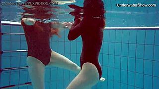 Diana Zelenkina and Simonna, Sexy Russian Brunettes, Play Naked in the Pool