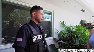 horny teen 18+ sucking a police officer's big cock in the office, isn't that hot?