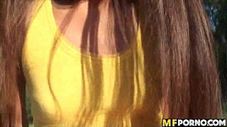 Hot teen gets intensely fucked outdoors by friend in pov.