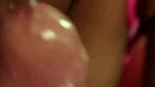 Busty Latina teen gives sloppy handjob and blowjob before getting cumshot