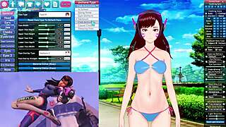 D.Va, the teen babe, rides and sucks in a parody fucking session in the room.